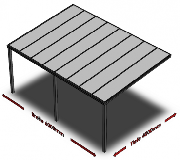 Preview: Überdachung mit VSG 8,76 mm matt, 6 x 4 m